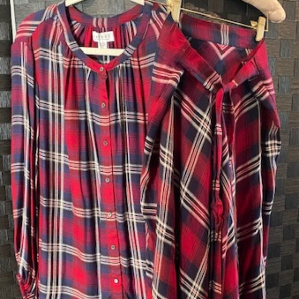 Red Blue & White Skirt Set